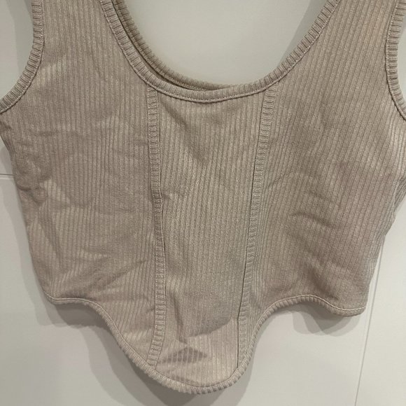 Cream Cropped Tank Top - Picture 3 of 3